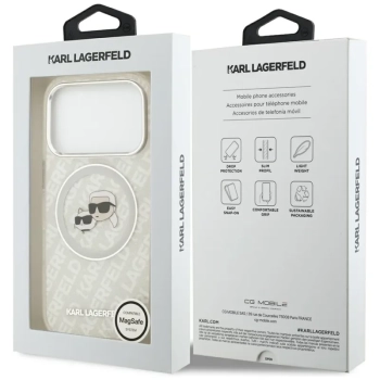 Karl Lagerfeld IML Glitter Karl & Choupette Heads Logo MagSafe - Etui iPhone 17 Pro (szary)