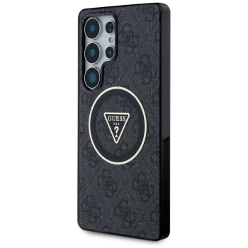 Guess 4G Glitter Triangle Buttons MagSafe - Etui do Samsung Galaxy S25 Ultra (czarny)
