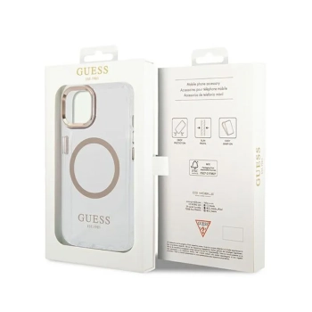 Guess Metal Outline Magsafe - Etui iPhone 14 (przezroczysty / złoty)