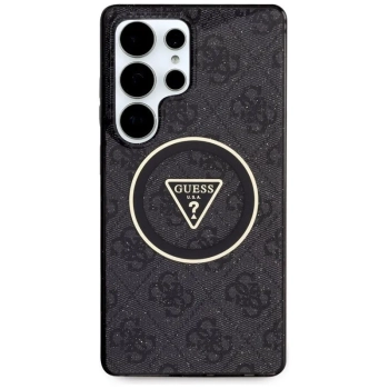 Guess 4G Glitter Triangle Buttons MagSafe - Etui do Samsung Galaxy S25 Ultra (czarny)