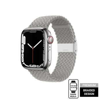 Crong Wave Band - Pleciony pasek do Apple Watch 42/44/45/49 mm (jasny szary)
