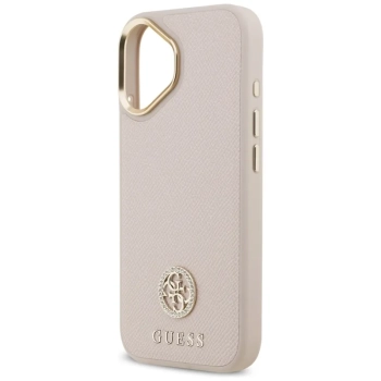 Guess Grained Strass Logo MagSafe - Etui iPhone 17 (różowy)