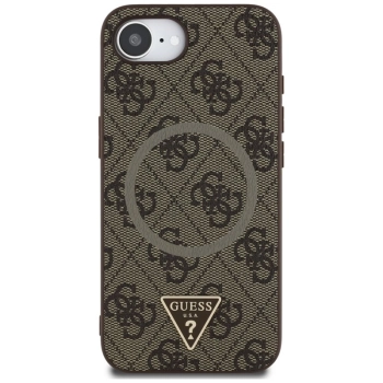 Guess 4G Ring Triangle Logo MagSafe - Etui do iPhone 16e (brązowy)