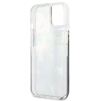 Guess Liquid Glitter Flower - Etui iPhone 13 mini (niebieski)