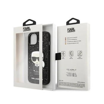 Karl Lagerfeld Glitter Flakes Ikonik - Etui iPhone 14 Plus (czarny)
