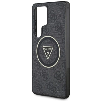 Guess 4G Glitter Triangle Buttons MagSafe - Etui do Samsung Galaxy S25 Ultra (czarny)