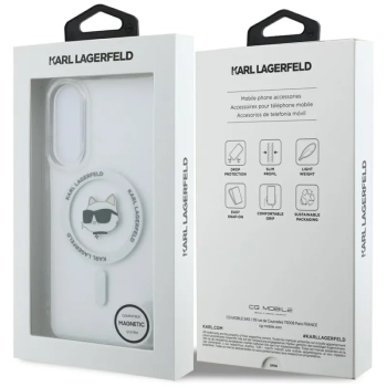 Karl Lagerfeld Button Choupette Head Printed Logo MagSafe - Etui Samsung Galaxy S25 Edge (biały)