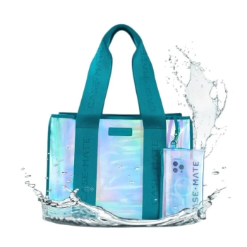 Case-Mate Large Travel Tote Bag - Wodoodporna torba na ramię z etui na telefon (Emerald Blue Soap Bubble)