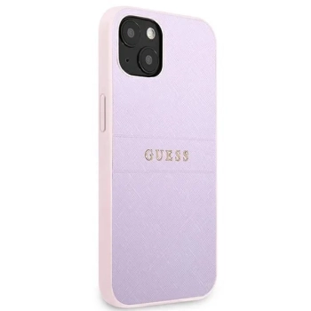 Guess Saffiano Hot Stamp & Metal Logo - Etui iPhone 13 mini (liliowy)