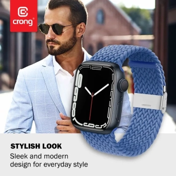 Crong Wave Band - Pleciony pasek do Apple Watch 42/44/45/49 mm (niebieski)