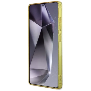 Guess 4G Glitter Triangle Buttons MagSafe - Etui do Samsung Galaxy S25 Ultra (brązowy)