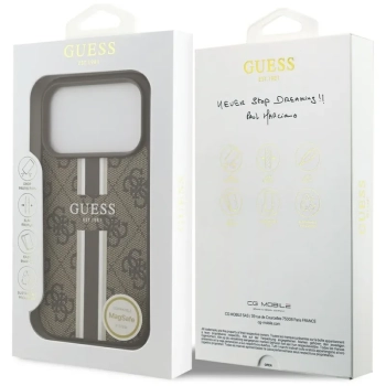 Guess 4G Printed Stripes MagSafe - Etui iPhone 17 Pro (brązowy)