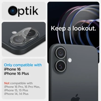Spigen Optik GLAS.TR Camera Protector 2-Pack - Szkło ochronne na obiektyw do iPhone 16 / 16 Plus (2 szt) (Przezroczysty)