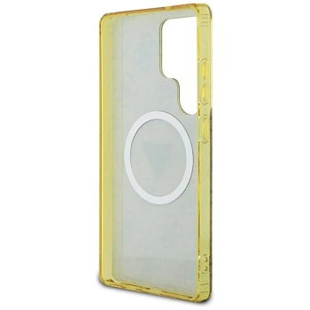 Guess 4G Glitter Triangle Buttons MagSafe - Etui do Samsung Galaxy S25 Ultra (brązowy)
