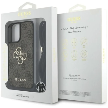 Guess 4G Big Logo Cord Strap Crossbody - Etui do iPhone 16 (brązowy)