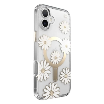 Speck Presidio Lux ClickLock & MagSafe - Etui iPhone 16 Plus (Sunshine Daisies / Clear / Gold)