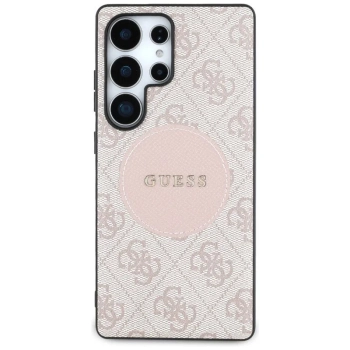 Guess 4G Round Patch Classic Logo MagSafe - Etui do Samsung Galaxy S25 Ultra (różowy)