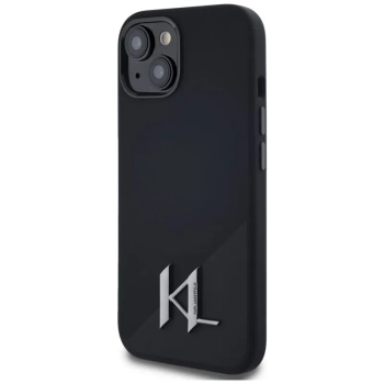 Karl Lagerfeld Silicone Shadow Metal Initial MagSafe - Etui do iPhone 15 (czarny)