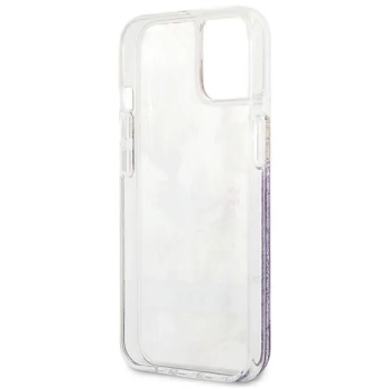Guess Liquid Glitter Flower - Etui iPhone 13 mini (fioletowy)