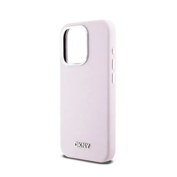 DKNY Liquid Silicone Small Metal Logo MagSafe - Etui iPhone 15 Pro (różowy)