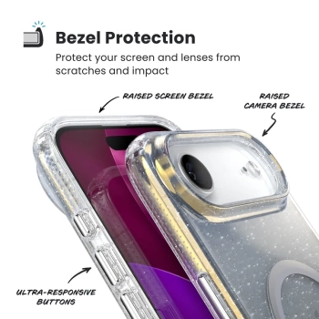 Speck Presidio Lux MagSafe - Etui iPhone Air (Hyper Mirror Glitter / Silver Metallic)
