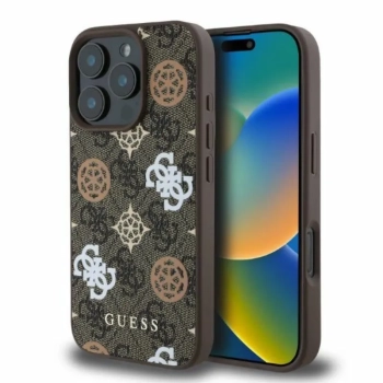 Guess Peony On 4G Background MagSafe - Etui iPhone 16 Pro (brązowy)