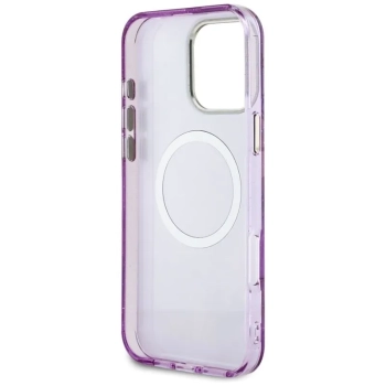 Guess Glitter Flowers Triangle Buttons MagSafe - Etui do iPhone 16 Pro (fioletowy)