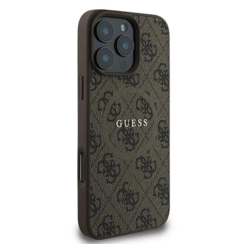 Guess 4G Ring Classic Logo MagSafe - Etui iPhone 16 Pro (brązowy)