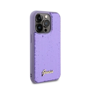 Guess Sequin Script Metal - Etui iPhone 15 Pro (fioletowy)