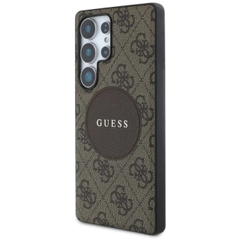 Guess 4G Round Patch Classic Logo MagSafe - Etui do Samsung Galaxy S25 Ultra (brązowy)