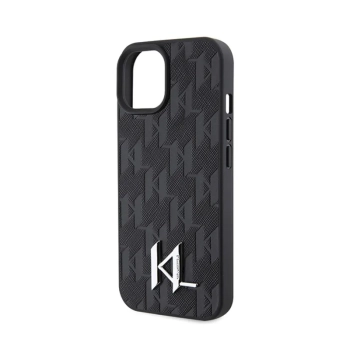 Karl Lagerfeld Leather Monogram Hot Stamp Metal Logo - Etui iPhone 15 (czarny)