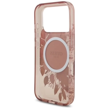 Guess IML Flowers Electro Pearl Strap MagSafe - Etui iPhone 17 Pro (różowy)