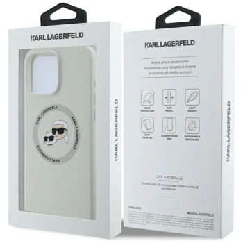 Karl Lagerfeld Silicone Double Heads And Circle MagSafe - Etui do iPhone 16 Pro (beżowy)